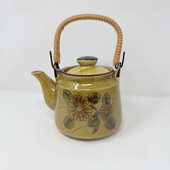 Vintage Teapot Japanese Folk Otagiri Style With Braided Handle Cottage Core - Picture 1 of 5